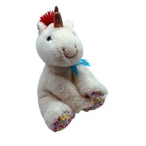 Hug & Luv White Rainbow Heart Valentine Unicorn Stuffed Plush Animal Toy 12"x 8"